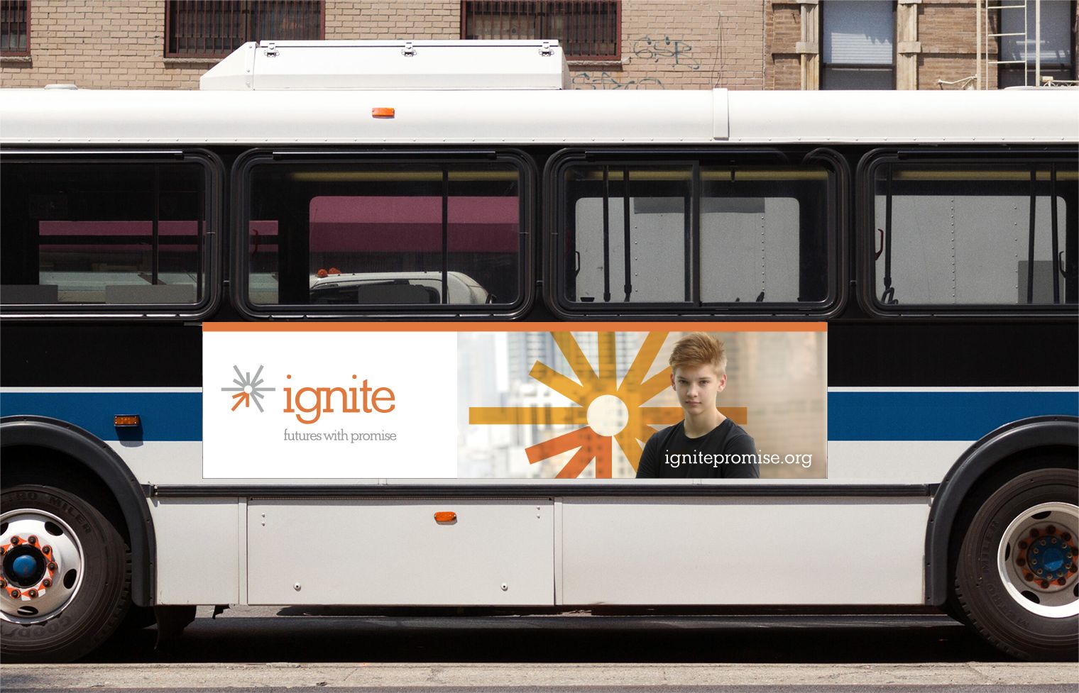 Ignite banner on bus